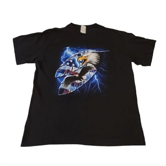 Vintage Y2K Uncle Jerry's T's American Eagle Feather Lightning Bolt Tshirt - Picture 1 of 8